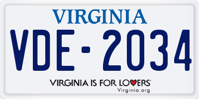 VA license plate VDE2034