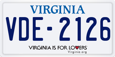 VA license plate VDE2126