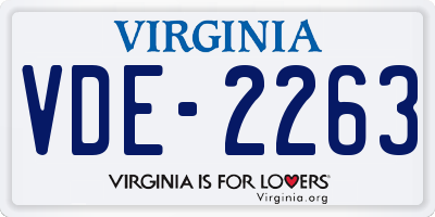 VA license plate VDE2263