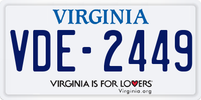 VA license plate VDE2449