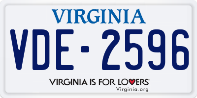 VA license plate VDE2596