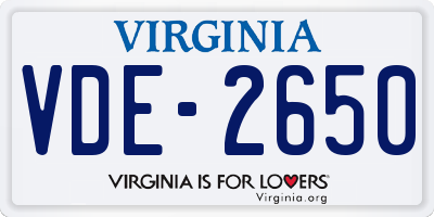 VA license plate VDE2650