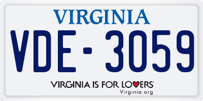 VA license plate VDE3059
