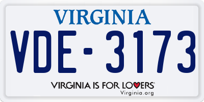 VA license plate VDE3173