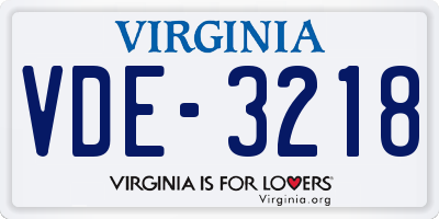 VA license plate VDE3218
