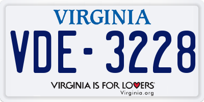 VA license plate VDE3228