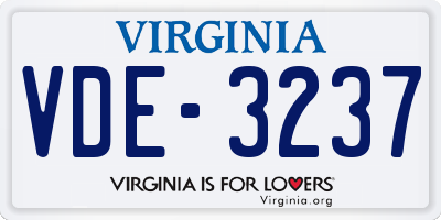 VA license plate VDE3237