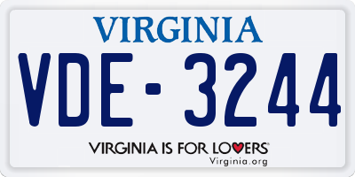 VA license plate VDE3244