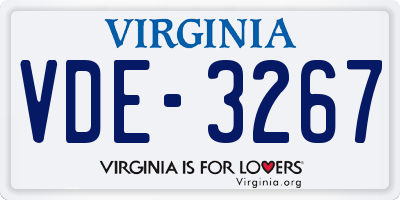 VA license plate VDE3267