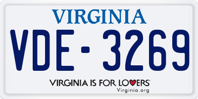 VA license plate VDE3269