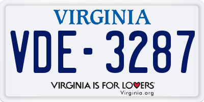 VA license plate VDE3287