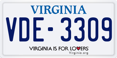 VA license plate VDE3309