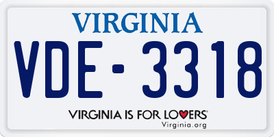 VA license plate VDE3318