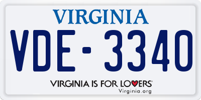 VA license plate VDE3340