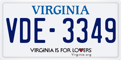 VA license plate VDE3349