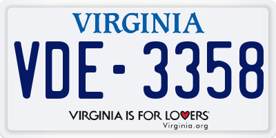 VA license plate VDE3358