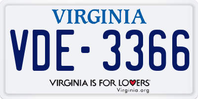 VA license plate VDE3366
