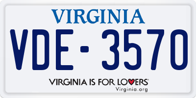 VA license plate VDE3570