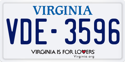 VA license plate VDE3596