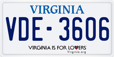 VA license plate VDE3606