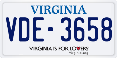 VA license plate VDE3658