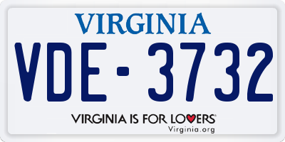 VA license plate VDE3732
