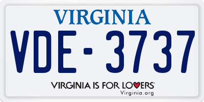 VA license plate VDE3737