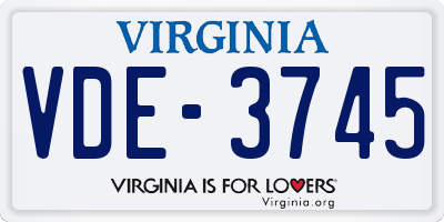 VA license plate VDE3745