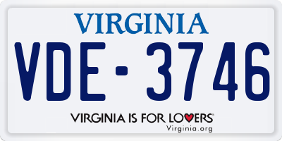 VA license plate VDE3746
