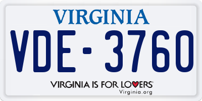 VA license plate VDE3760