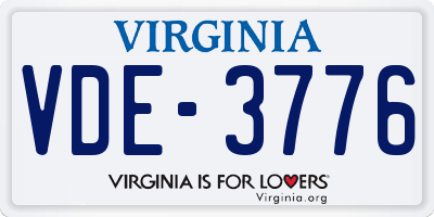 VA license plate VDE3776