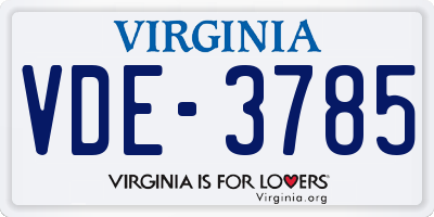 VA license plate VDE3785