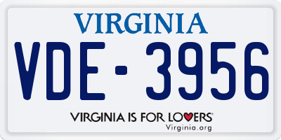 VA license plate VDE3956