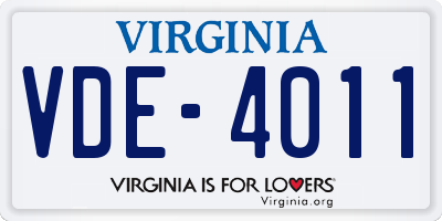 VA license plate VDE4011