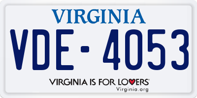 VA license plate VDE4053