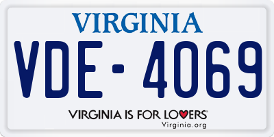 VA license plate VDE4069