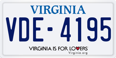 VA license plate VDE4195