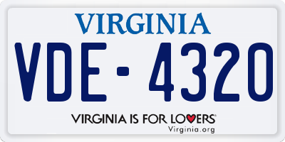 VA license plate VDE4320