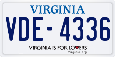 VA license plate VDE4336