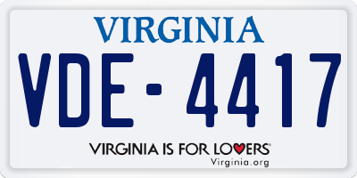 VA license plate VDE4417
