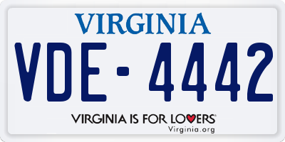 VA license plate VDE4442