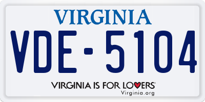 VA license plate VDE5104