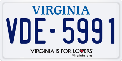 VA license plate VDE5991