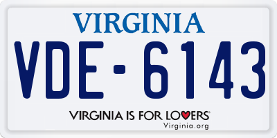 VA license plate VDE6143