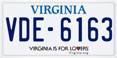 VA license plate VDE6163