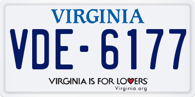 VA license plate VDE6177
