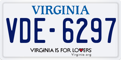 VA license plate VDE6297