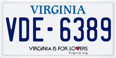 VA license plate VDE6389