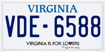 VA license plate VDE6588