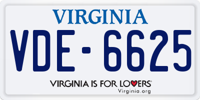 VA license plate VDE6625